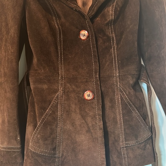 Vintage brown leather suede jacket size 7/8 - Picture 3 of 13